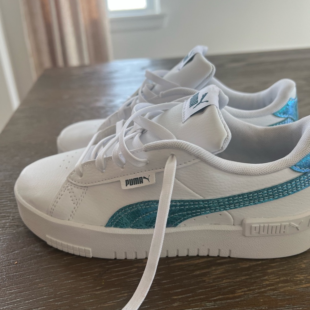 New! PUMA Kids White and Blue Sneakers